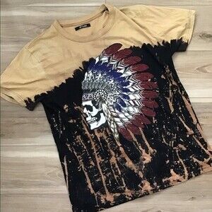 Imperious Indian Chief Bleach Dyed  Graphic Tee L Unisex